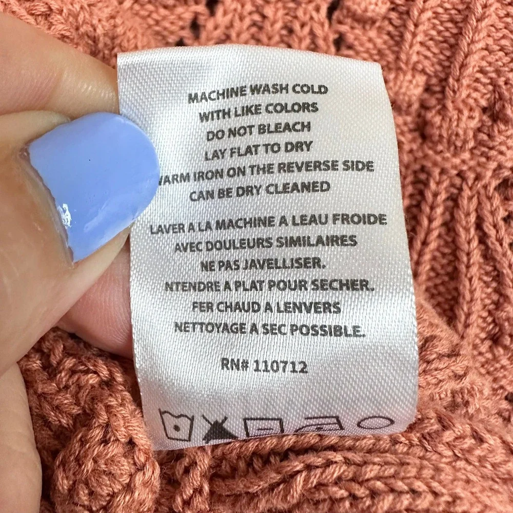 Driftwood Cardigan Women Size M Spice Orange Textured Shell Knit Balloon Sleeve - Picture 7 of 9